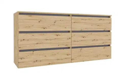 Komody a skrinky LIFE šuplíková komoda 1600, Oak Artisan / Grafite grey