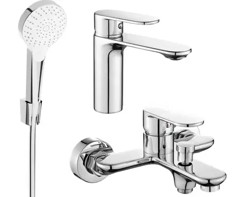 Kúpeľňové batérie MEXEN/S - Milo R05 SET umývadlová batéria + vaňová s príslušenstvom, chróm 71303R05-00