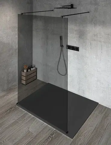 Sprchové dvere GELCO - VARIO BLACK jednodielna sprchová zástena do priestoru, dymove sklo, 700  GX1370GX2214