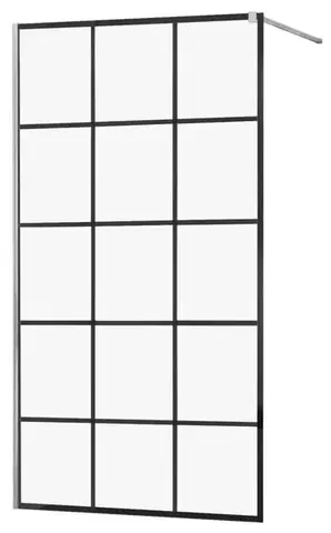 Sprchové dvere MEXEN/S - KIOTO Sprchová zástena WALK-IN 120x200 cm 8 mm, chróm, čierny vzor 1 800-120-101-01-77