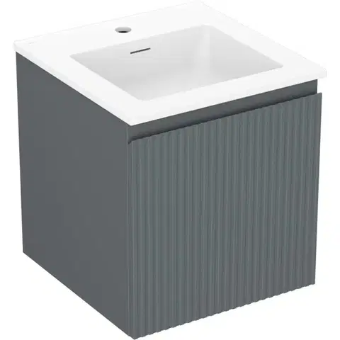 Kúpeľňový nábytok MEXEN/S - Rivel kúpeľňová skrinka 45 cm s umývadlom Otis, 1 šuplík, reliéf, grafit mat/biela mat 91A20-04547-1-BF66-W18M01