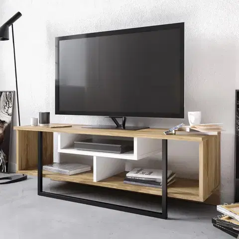 TV stolíky TV stolík Asal (120) - Oak, White, Black