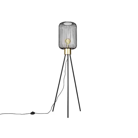 Stojace lampy Dizajnová stojaca lampa čierna so zlatom - Mayelle