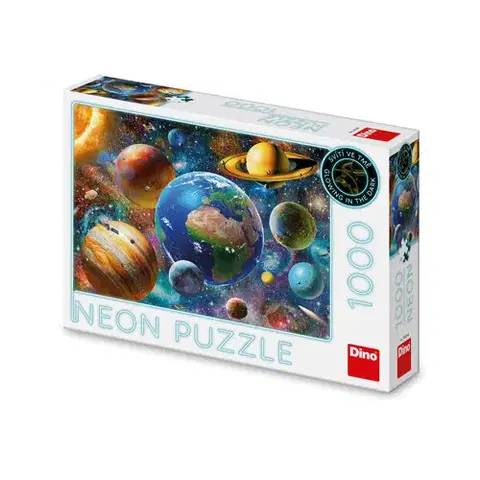 1000 dielikov Dino Toys Puzzle Planéty 1000 neon Dino