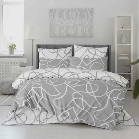 Obliečky Obliečky bavlnené Merlot sivé TiaHome - 1x Vankúš 90x70cm, 1x Paplón 140x200cm