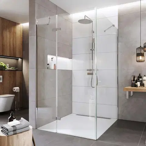 Sprchovacie kúty Mereo Sprchovací kút, Novea, štvorec, pántový, 80x80 cm, chróm ALU, sklo Číre, dvere ľavé a pevný diel CK10114ZL