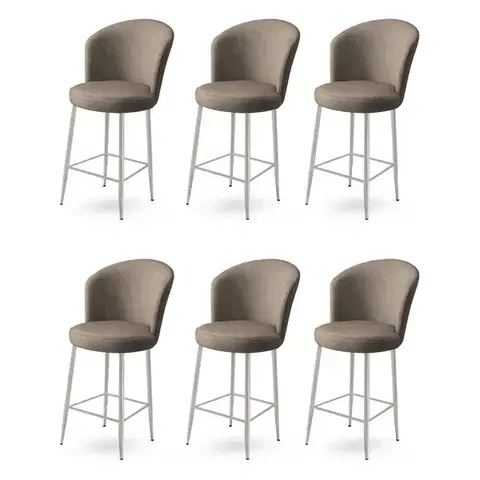 Barové stoličky Bar Stool Set (6 Pieces) Alte - Cappuccino, Chrome