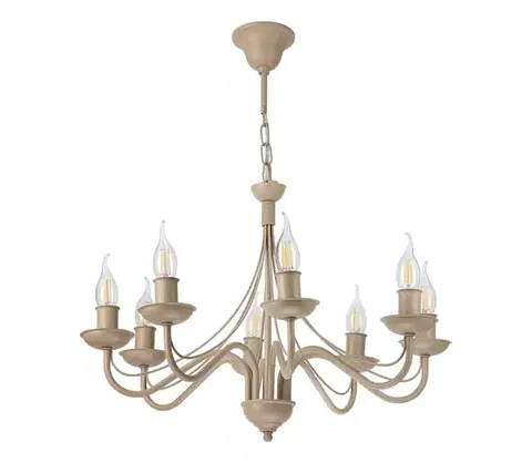 Svietidlá  Luster na reťazi ANTON 8xE14/60W/230V béžová LM-8.294/BEŻ