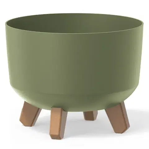 Kvetináče a truhlíky NABBI DGRL240 plastový kvetináč na nožičkách 23,8 cm zelená
