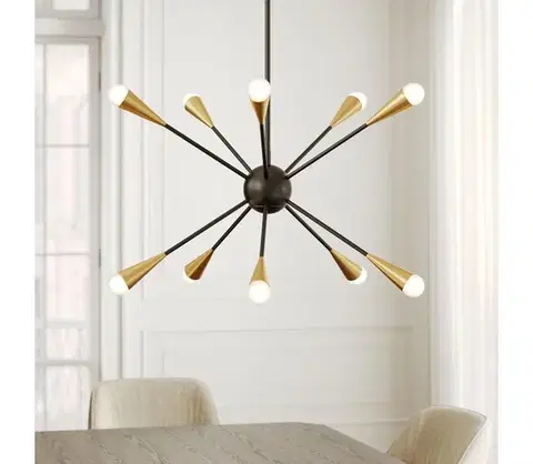 Svietidlá Elstead Feiss FE-JAX10-MB - LED Luster na tyči JAX 10xG9/3W/230V čierna/zlatá FE-JAX10-MB