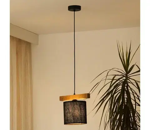 Svietidlá BRILAGI - Luster na lanku FOREST 1xE27/15W/230V borovica/čierna 5903240292233