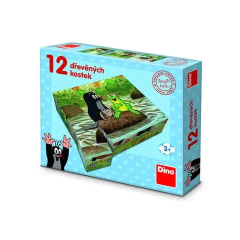 Obrázkové kocky Dino Toys Drevené kocky Krtko a zvieratká 12 Dino