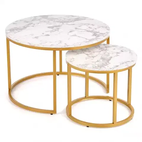 Konferenčné stolíky s úložným priestorom Konferenčný stolík Paola White Marble-Gold