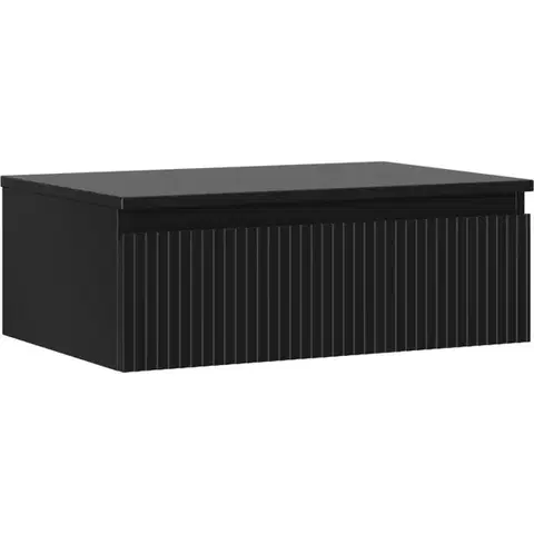 Kúpeľňový nábytok MEXEN/S - Rivel kúpeľňová skrinka pod umývadlo 70 cm s doskou, 1 šuplík, reliéf, čierna mat 91A20-07023-1-BFC71