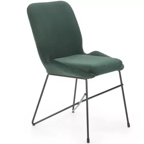 Čalúnené stoličky Stolička K454 Velvet/Kov Tmavozelený