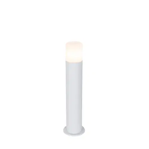 Zahradne stlpove lampy Stojanové vonkajšie svietidlo biele s opálovým tienidlom 50 cm - Odense