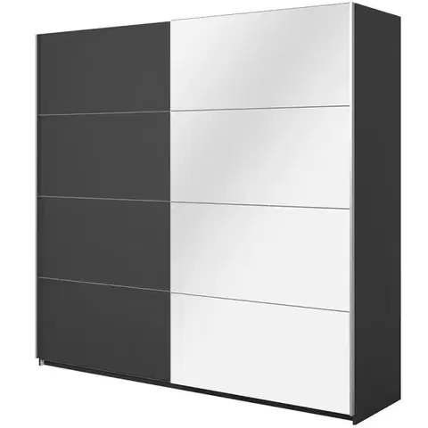 Šatníkové skrine Skriňa 221cm Beta 58  Čierna/Zrkadla