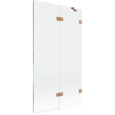 Sprchové dvere MEXEN/S - Lunar vaňová zástena 2-krídlová pravá 100 x 150, transparent, meď kartáčovaná 897-100-100-65-00-P