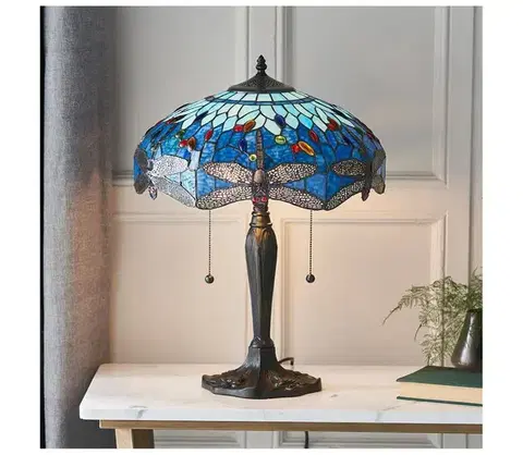 Lampy Endon 64089 - Stolná lampa Tiffany DRAGONFLY 2xE27/60W/230V priemer 41 cm 64089