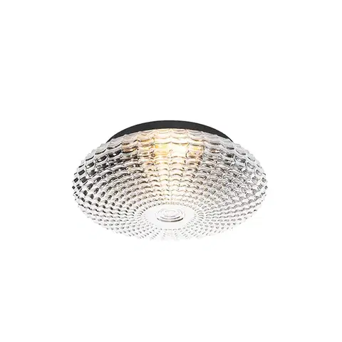 Stropné osvetlenie Klasické stropné svietidlo čierne s dymovým sklom 35 cm IP44 - Nohmi