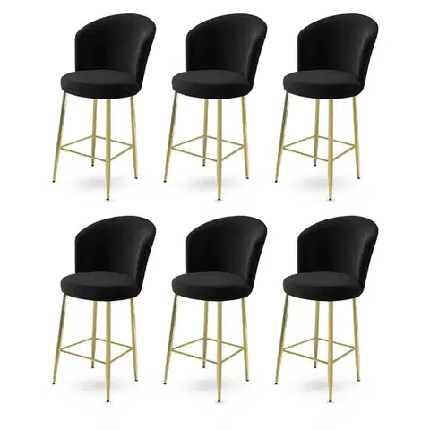 Barové stoličky Bar Stool Set (6 Pieces) Alte - Black, Gold