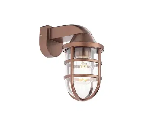 Svietidlá Redo 90206 - Vonkajšie nástenné svietidlo CAGE 1xE27/28W/230V IP44 meď 90206