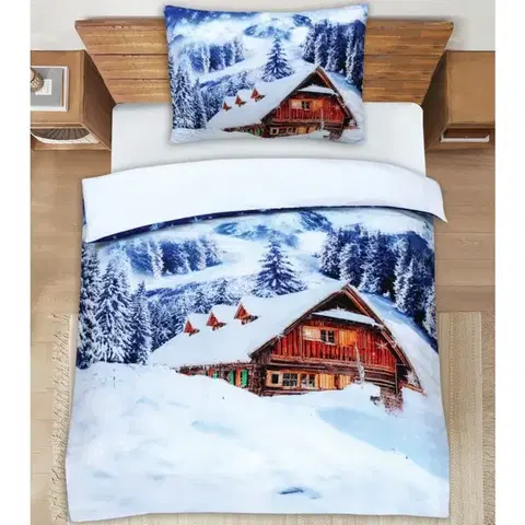 Obliečky 3D obliečky Polycotton Snežná Chalúpka 200x140cm+90x70cm TiaHome