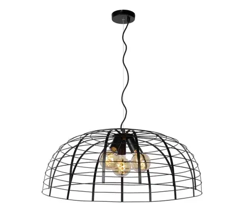Svietidlá Lucide 45449/76/30 - Luster na lanku ELODIE 3xE27/40W/230V čierna 45449/76/30