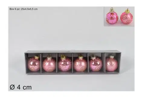 Vianočné ozdoby MAKRO - Gule vianočné ružové 6ks