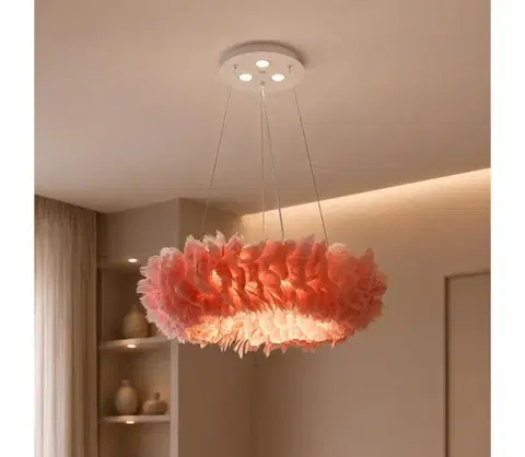Svietidlá BRILAGI - LED luster na lankách FEATHER 3xE27/40W/230V + 3xLED/3W pr. 50 cm ružová BRI940