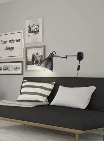Bodové svetlá Nástenná lampa čierna nastaviteľná 1xE27 Espera