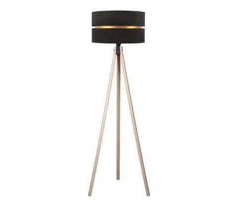 Lampy  - Stojacia lampa DUO 1xE27/60W/230V pr. 44 cm čierna/béžová AS0463+DU83525