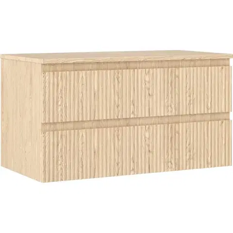 Kúpeľňový nábytok MEXEN/S - Rivel kúpeľňová skrinka pod umývadlo 90 cm s doskou, 2 zásuvky, reliéf, dub 91A20-09047-2-BFFC81