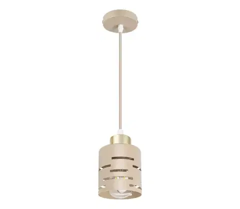 Svietidlá  Závesný luster na lanku ELEN 1xE27/35W/230V béžová/zlatá ELEN PENDANT LIGHT BEIGE