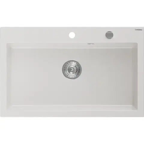 Kuchynské drezy MEXEN MEXEN - Elix granitový drez 1-miska 800 x 500 mm, biela, sifón chróm 6527801005-20