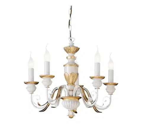 Svietidlá Ideal Lux - Luster na reťazi FIRENZE 5xE14/40W/230V pr. 55 cm biela/zlatá