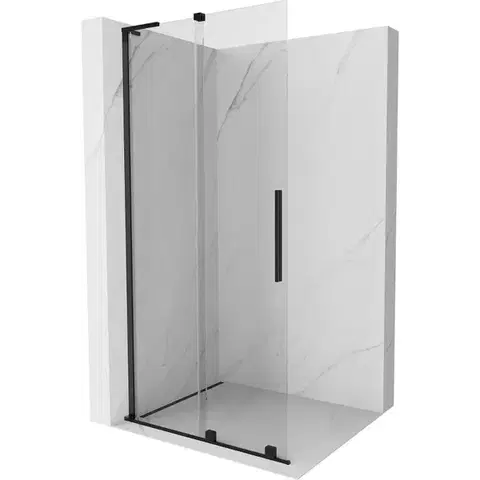 Sprchové dvere MEXEN/S - Velar L Sprchová zástena posuvná Walk-in 100 x 200, transparent 8 mm, čierna 871-100-003-03-70
