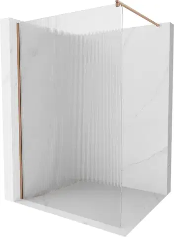 Sprchové dvere MEXEN/S - Kioto Sprchová zástena WALK-IN 70 x 200, prúžky 8 mm, meď kartáčovaná 800-070-101-65-09