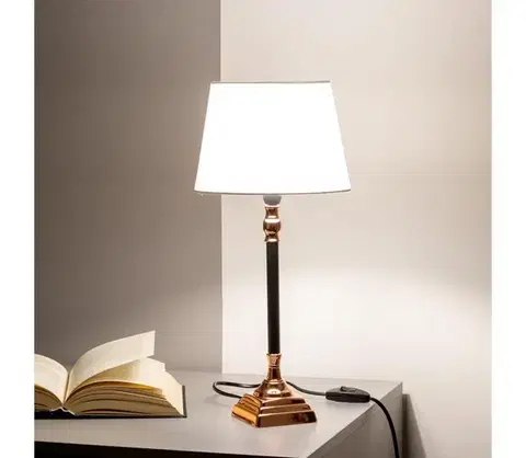 Lampy BRILAGI - Stolová lampa CERIA 1xE14/40W/230V pr. 20,5 cm čierna/medená/biela 1xEG49626+1xEG781029