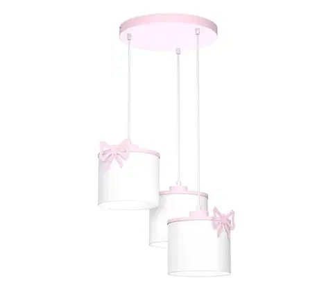 Svietidlá  Detský luster na lanku SWEET 3xE27/15W/230V biela/ružová/mašličky 9436