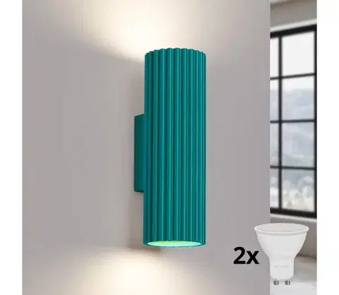Svietidlá BRILAGI - LED nástenné svietidlo CRESTO 2xGU10/10W/230V 20 cm tyrkysová BR.1952