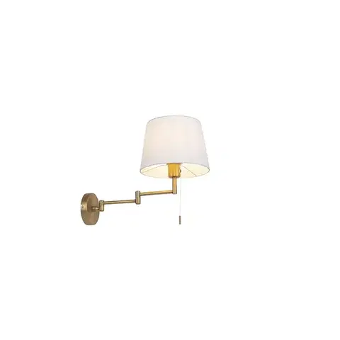 Nástenné osvetlenie Bronzová nástenná lampa s bielym tienidlom a nastaviteľným ramenom - Ladas Deluxe