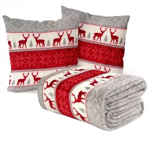 Ozdobné prikrývky Deka + 2 obliečky Scandi Deer 130x170 cm