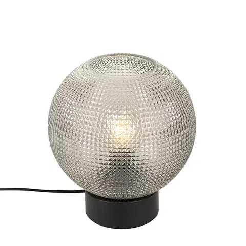 Stolné lampy Dizajnová stolná lampa čierna s dymovým sklom - Chico