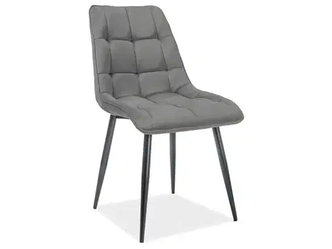 Jedálenské stoličky KIK VELVET MAT jedálenská stolička, šedý velvet 85 / čierrna