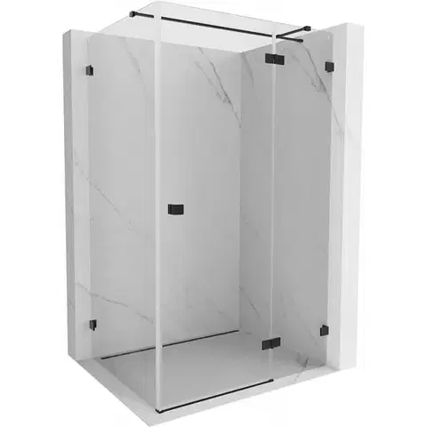 Sprchovacie kúty MEXEN/S - Lunar T sprchovací kút dvere krídlové pravá 140 x 120, transparent, čierna 834T-140-120-70-00-P