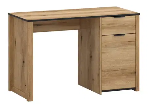 Písacie a pracovné stoly KONDELA Helio 1D1S/120 písací stôl dub evoke / čierna