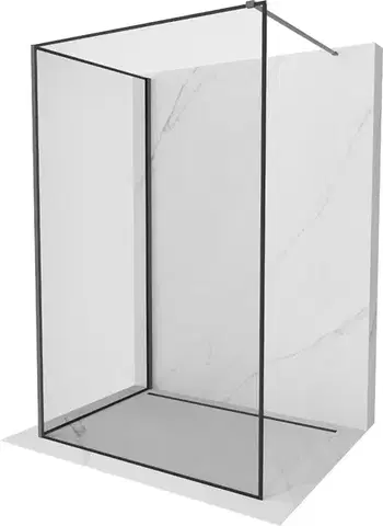 Sprchové dvere MEXEN/S - Kyoto Sprchová zástena WALK-IN 120 x 120, čierny vzor, grafit metal 800-120-212-95-70-120