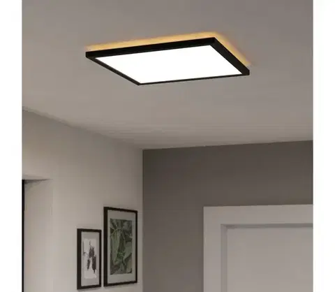 Svietidlá Eglo 901456-LED St. kúpeľ. svietidlo ROVITO-R 17,6W/230V 39x39cm IP44 čierna + DO 901456