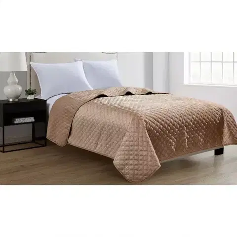 Prehozy na posteľ Prikrývka na posteľ Velvet D3 béžová 170x220